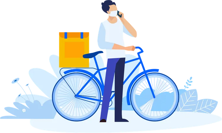Deliveryman with cycle  Illustration