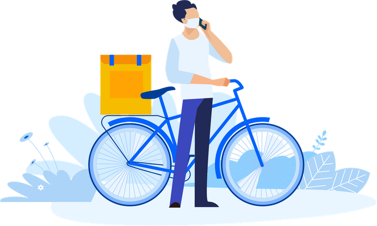 Deliveryman with cycle  Illustration