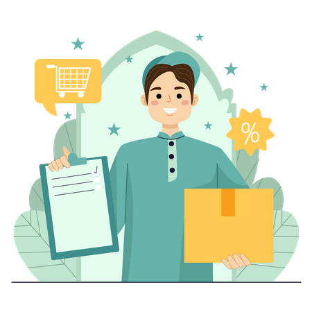 Deliveryman with delivery box  Illustration