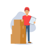 deliveryman with list illustrations