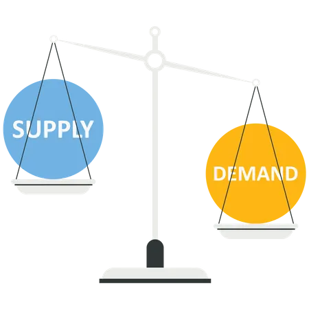 Demand and supply balance on scale  Illustration