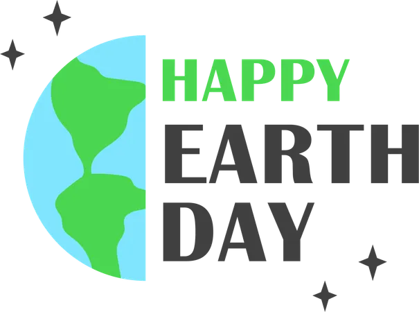 Demi-planète Terre avec le texte « Joyeux Jour de la Terre »  Illustration