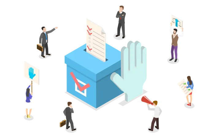Isometric Flat Vector Concept Of Democratic Election Poll Social Justice And Voting Rights Referendum Campaign 일러스트레이션