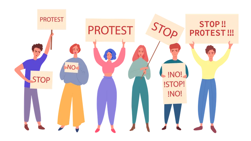 Demonstrators taking part in protest march  Illustration