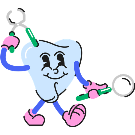 Dental character with dental tools  Illustration