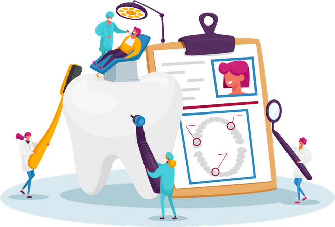 Dental Health Care and Check Up Illustration