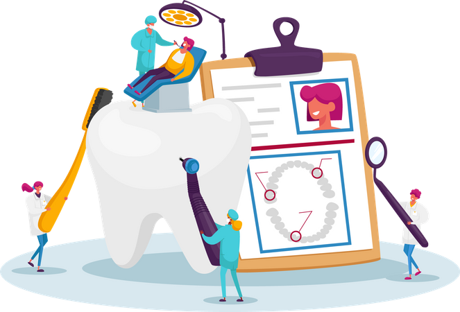 Dental Health Care and Check Up  Illustration