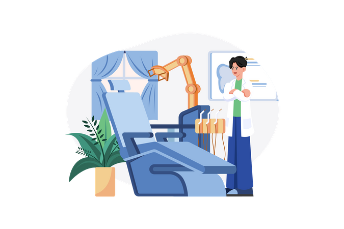Dental Office Interior With A Dentist Workplace  Illustration