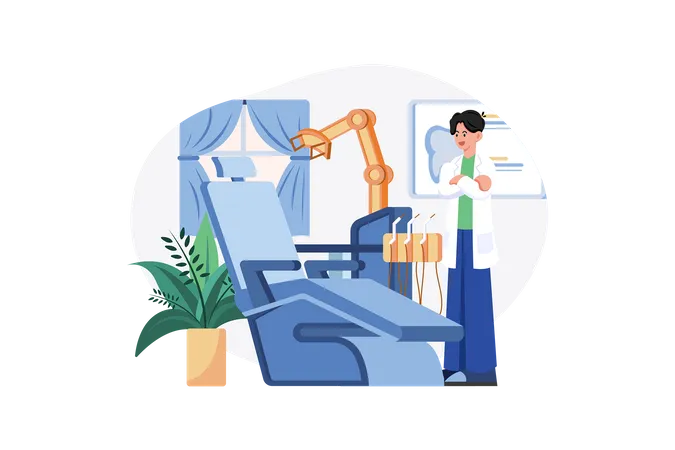 Dental Office Interior With A Dentist Workplace Illustration