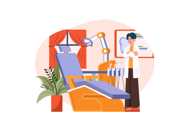 Dental office interior with a dentist workplace  Illustration