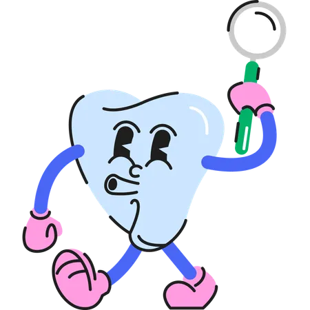 Tooth character whistling and walking  Illustration