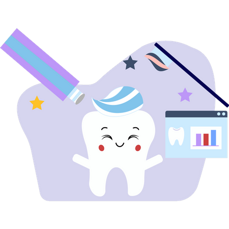 Le dentifrice nettoie les dents  Illustration