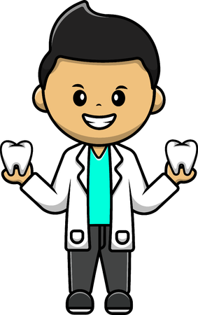 Dentist Boy Holding Tooth  Illustration