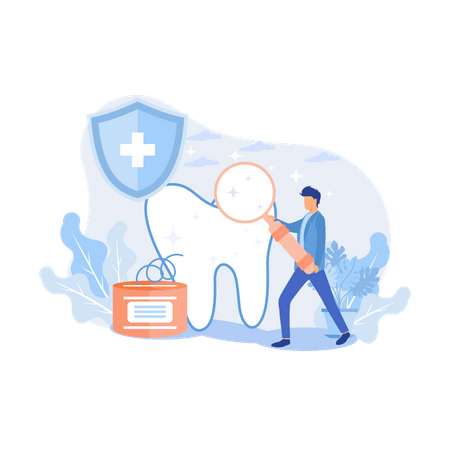 Dentist checking teeth  일러스트레이션