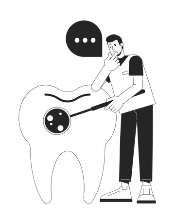 Regular Dental Check Up Bw Concept Vector Spot Illustration Dentist Appointment 2 D Flat Line Monochromatic Cartoon Character For Web UI Design Editable Hero Image For Landing Page Mobile Header Illustration