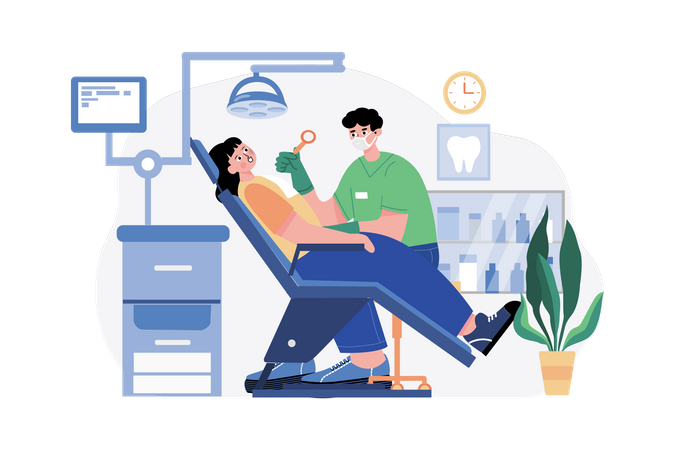 Dentist doing checkup  Illustration