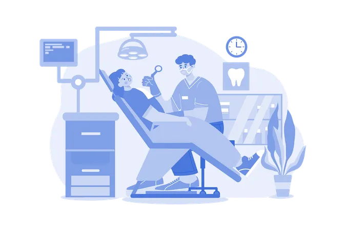 Dentist doing checkup  Illustration