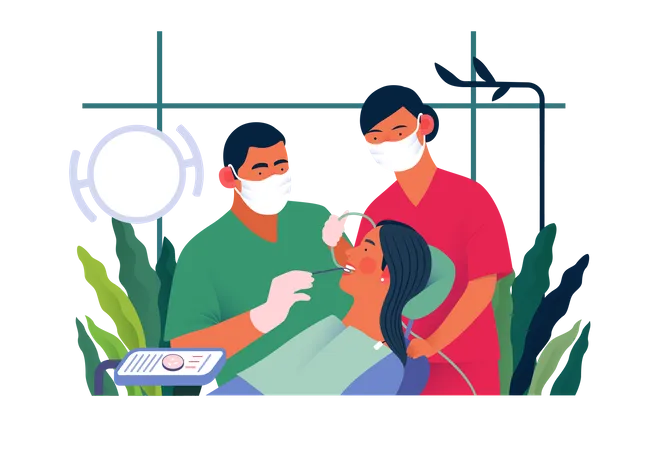 Dentist doing dental checkup Illustration