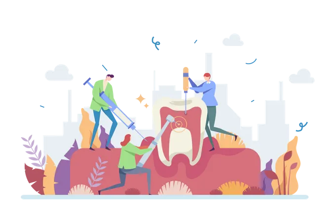 Dentist doing dental checkup  Illustration