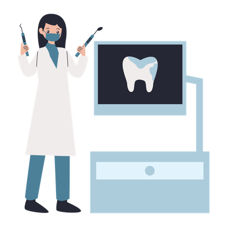 Dentist doing dental X-Ray  Illustration