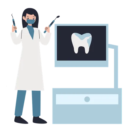 Dentist doing dental X-Ray  Illustration