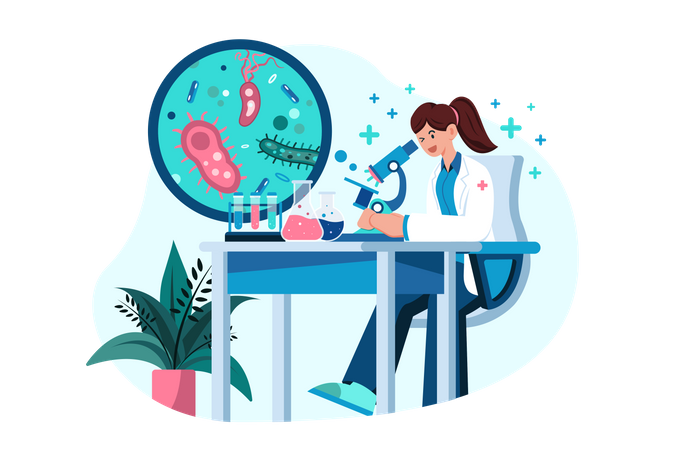 Dentist doing research in lab  Illustration