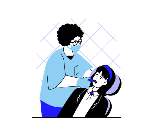 Dentist doing teeth checkup  Illustration