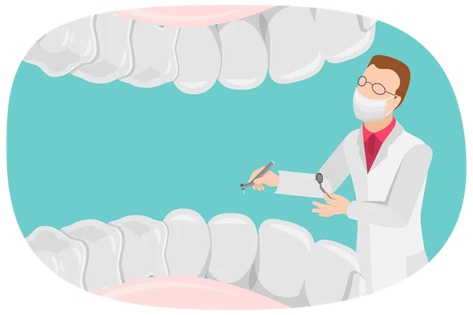 3 D Isometric Flat Vector Illustration Of Teeth Examination Dentistry Checkup Illustration