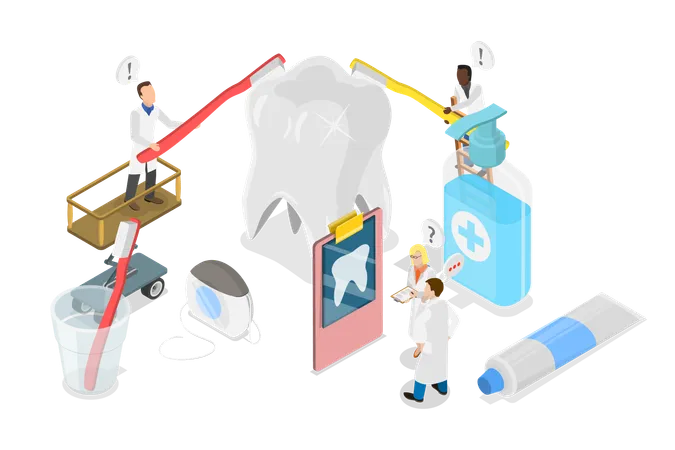 Dentist doing teeth treatment  Illustration