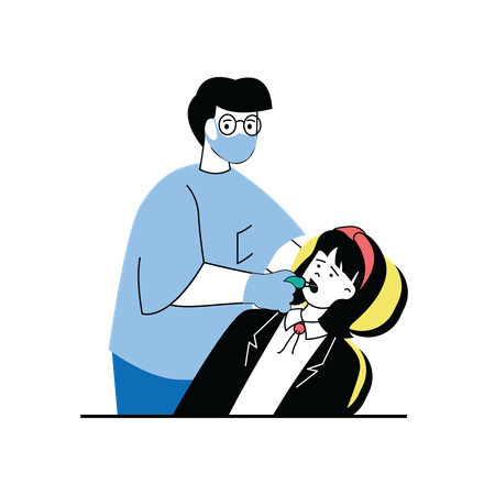 Dentist doing treatment of teeth  Illustration
