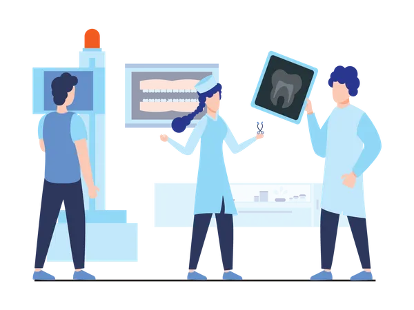 Dentist examine tooth X-Ray  Illustration