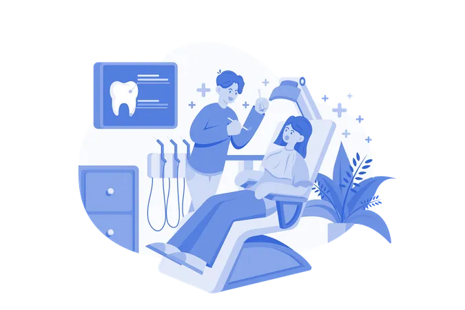 Dentist Examining A Patient Illustration Concept On White Background イラスト