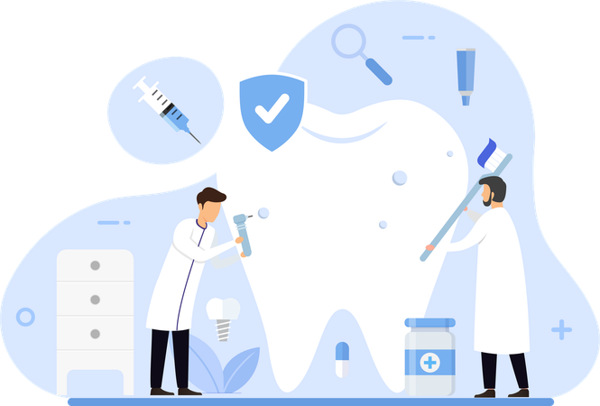 Dentist Examining Patient Teeth  Illustration