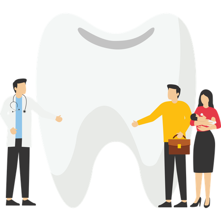 Dentist giving consultation to family  Illustration