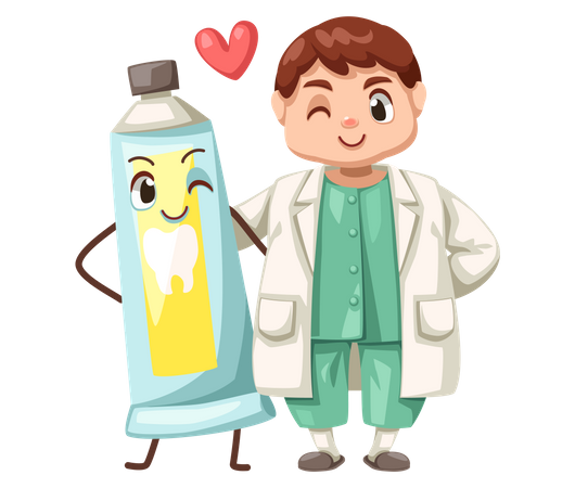 Dentist giving toothpaste advice Illustration