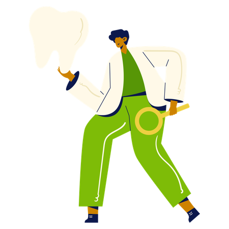 Dentist holding teeth  Illustration