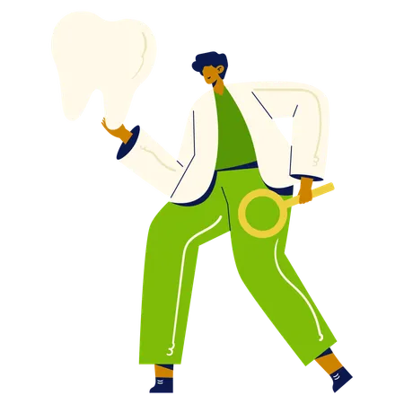 Dentist holding teeth  Illustration