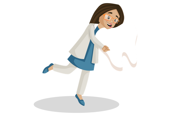 Dentist holding teeth Illustration