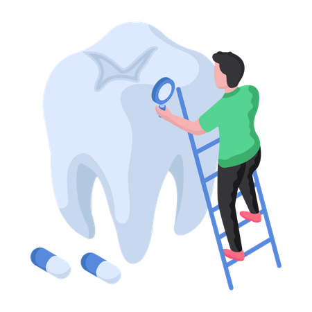 Dentist is doing Tooth Checkup  イラスト