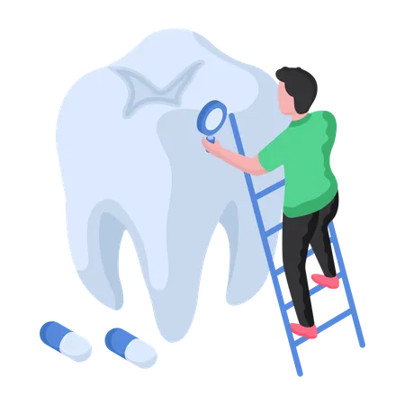 Dentist is doing Tooth Checkup  イラスト