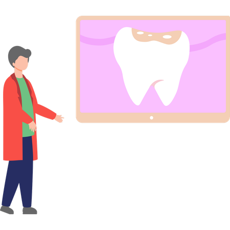 Dentist is explaining about the tooth  Illustration