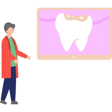 Dentist is explaining about the tooth  Illustration