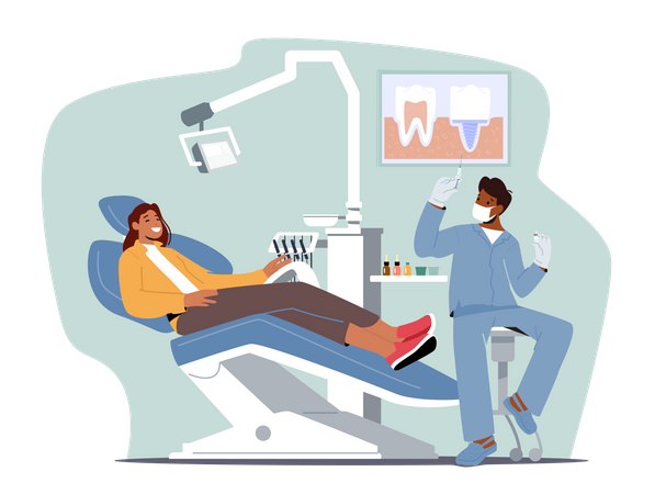 Dentist Prepare Anastasia For The Dental Patient  Illustration