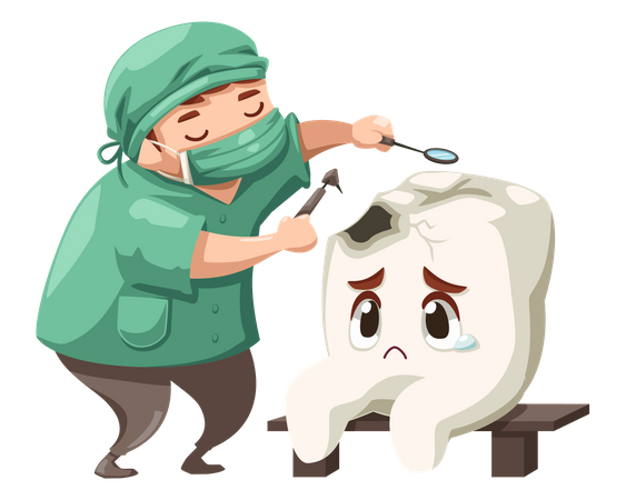 Dentist repairing tooth decay  Illustration