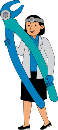 Dentist repairs patient's teeth  Illustration