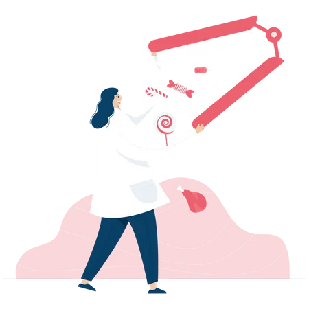 Dentist researching dental microbiology  Illustration