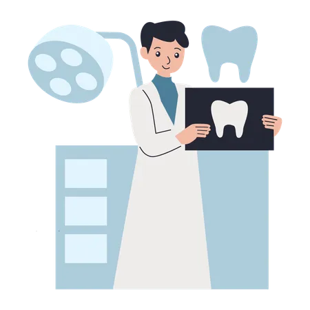 Dentist showing dental consultation  Illustration