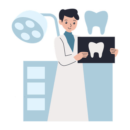 Dentist showing dental consultation  Illustration