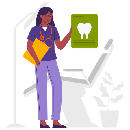 Dentist showing dental report  Illustration