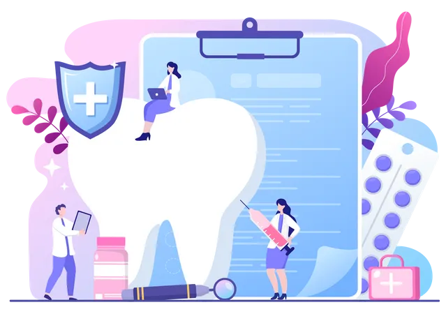 Dentist Suggesting for teeth insurance Illustration